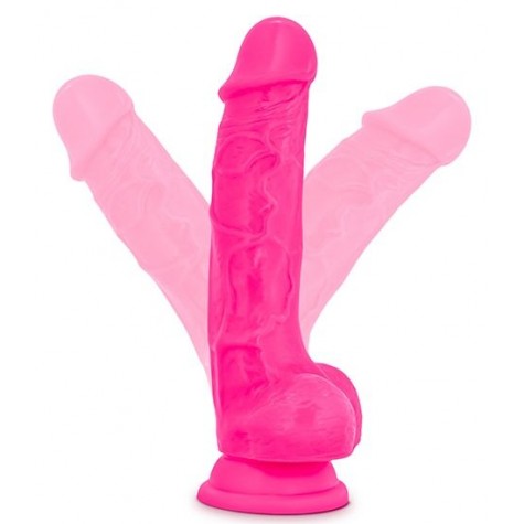 Розовый реалистичный фаллоимитатор на присоске NEO 7.5INCH DUAL DENSITY COCK W. BALLS - 19 см.